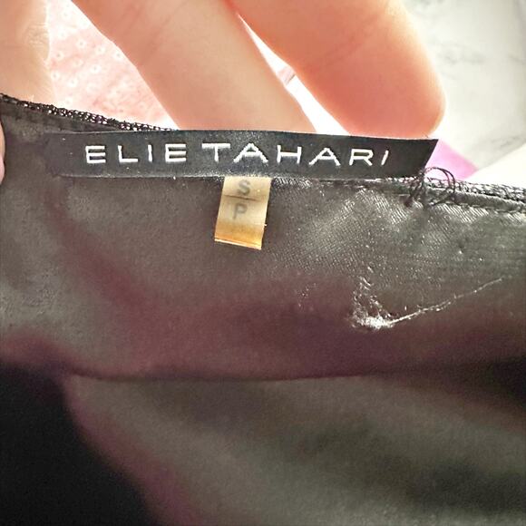 Elie Tahari Silver Sequin Black Mesh Mini Blouson Dress women's size small - Picture 4 of 14